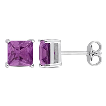 2 CT TGW Square Simulated Alexandrite Stud Earrings in Sterling Silver