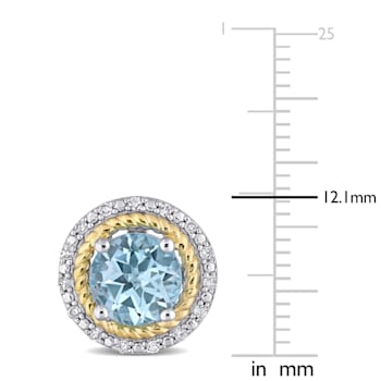 3 1/6 CT TGW Sky Blue Topaz and 1/6 CT TDW Diamond Halo Earrings in
Yellow Plated Sterling Silver