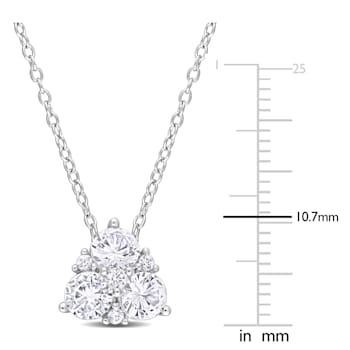 1 1/2 CT TGW Created White Sapphire Drop Pendant with Chain in Sterling Silver