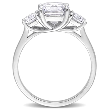 2 3/4 CT TGW Created Moissanite 3-Stone Ring in Sterling Silver