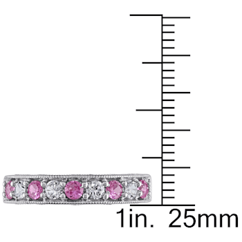 4/5 CTW Created Pink and Created White Sapphire Anniversary Band in
Sterling Silver