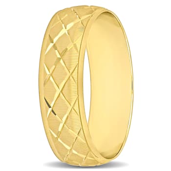 Men's 6mm Lattice Wedding Band in 14K Yellow Gold
