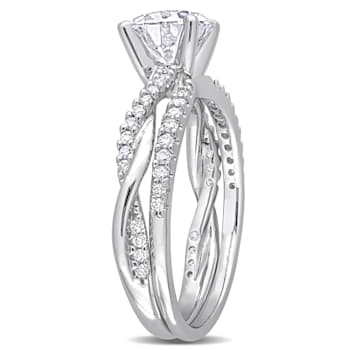 1 1/2 CT TGW Created Moissanite Engagement Ring Set in 10K White Gold