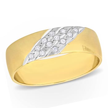 Men's 6mm Cubic Zirconia Matte Wedding Band in 10K Yellow Gold