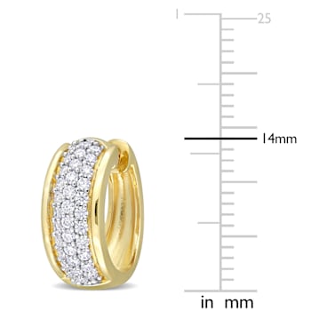1/2 CT TGW Created Moissanite Hoop Earrings in Yellow Plated Sterling Silver