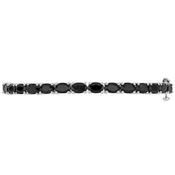 9-1/3 CT TGW Oval-Cut Black Sapphire Bangle in Sterling Silver