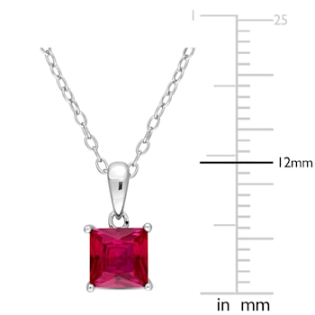 1 1/2 CT TGW Created Ruby Solitaire Pendant with Chain in Sterling Silver