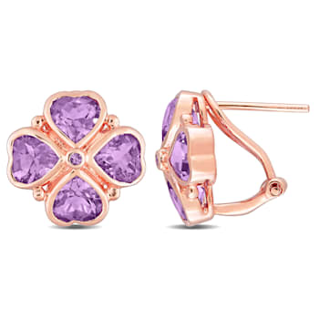3 1/4 CT TGW Rose de France Clover Earrings in 18K Rose Gold Over
Sterling Silver