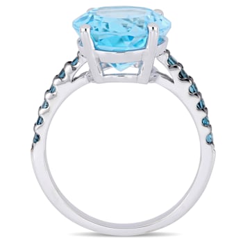 10 1/5 CT TGW London Blue Topaz & Sky Blue Topaz Ring in Sterling
Silver with Black Rhodium
