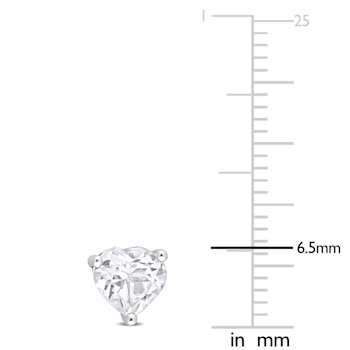 2 CT TGW Heart White Topaz Stud Earrings in Sterling Silver
