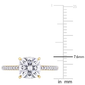 2 CT DEW Created Moissanite and 1/10 CT TW Diamond Engagement Ring in
14K Yellow Gold