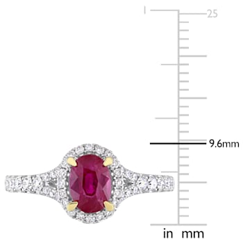 7/8 CT TGW Ruby and 1/2 CT TW Diamond Halo Ring in 14K White Gold
