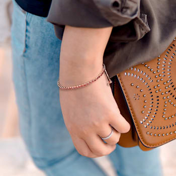 3 3/4ctw Garnet Tassel Bolo Bracelet in 18K Rose Gold Over Sterling Silver