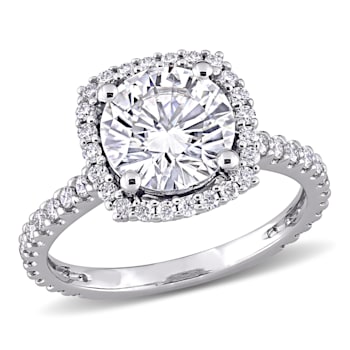 2-1/2 CT DEW Created Moissanite Halo Engagement Ring in 10K Gold