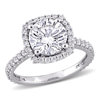 2-1/2 CT DEW Created Moissanite Halo Engagement Ring in 10K White Gold