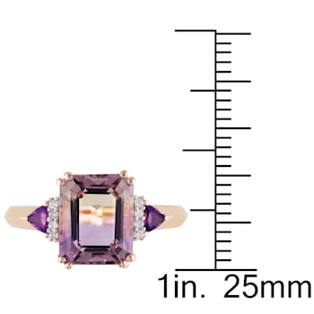 3 2/5 CT TGW Ametrine, Amethyst and Diamond Accent Ring in 18K Rose Gold
Over Sterling Silver