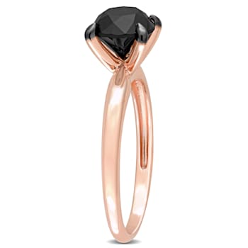 2 ct Black Diamond Solitaire Engagement Ring in 10K Rose Gold