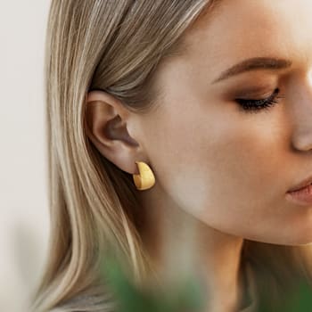 23MM Textured Hoop Earrings in 18K Yellow Gold Over Sterling Silver