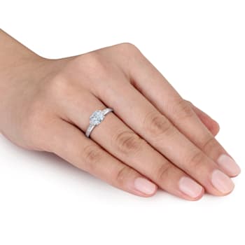 4/5 CT TGW Aquamarine and Diamond Accent Ring in Sterling Silver