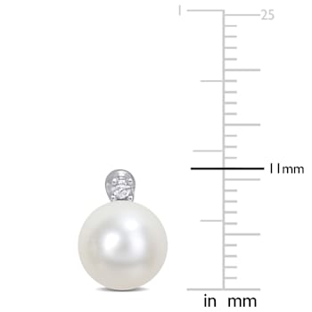 8-8.5MM Freshwater Cultured Pearl and Diamond Accent Stud Earrings in
Sterling Silver