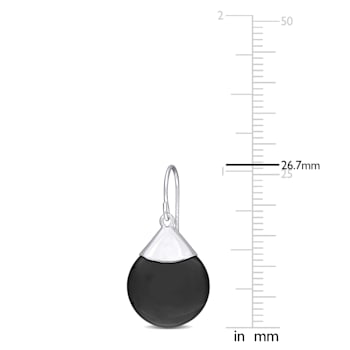 14 1/2 CT TGW Onyx Hook Earrings in Sterling Silver