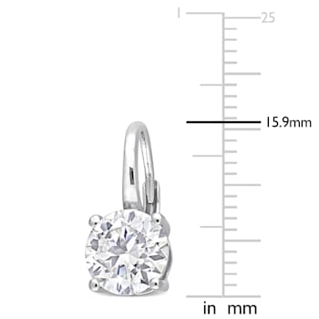 3 1/5 CT DEW Created Moissanite Solitaire Leverback Earrings in Sterling Silver