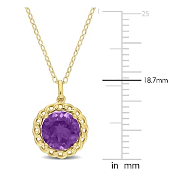 2 1/4 TGW Amethyst Halo Link Pendant with Chain in Yellow Plated
Sterling Silver