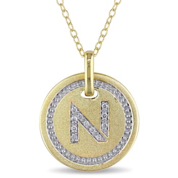 Diamond Initial "N" Pendant with Chain in 18K Yellow Gold Over
Sterling Silver