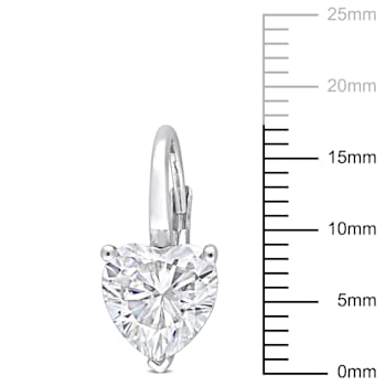 4 CT DEW Created Moissanite Heart Leverback Earrings in Sterling Silver