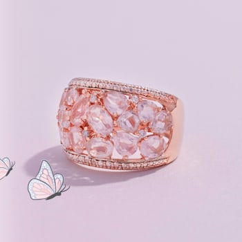 6 CT TGW Rose Quartz and Diamond Accent Ring in 18K Rose Gold Over
Sterling Silver