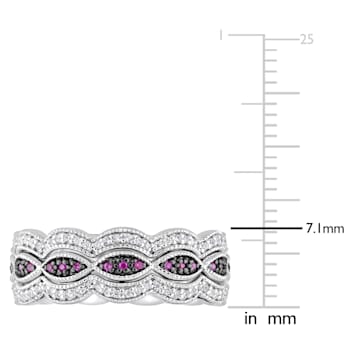 1 5/8 CT TGW Created White Sapphire and Created Ruby Ring Set in
Sterling Silver with BlacK Rhodium