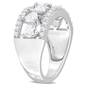 2 1/4 CT TGW Created White Sapphire Open Wide Band Ring in Sterling Silver