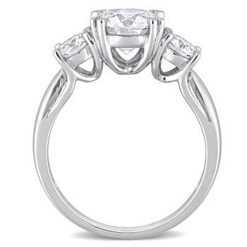 2-3/5 CT DEW Created Moissanite 3-Stone Engagement Ring in 10K White Gold