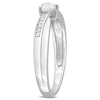 1/4 CT TGW Created White Sapphire and Diamond Accent Heart Ring in
Sterling Silver