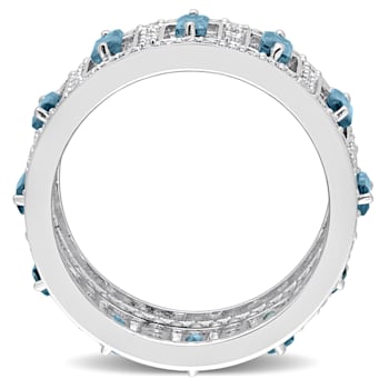 6 1/5 CT TGW London Blue and White Topaz Eternity Ring in Sterling Silver