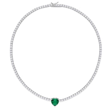 18 CT TGW Green Cubic Zirconia and Created White Sapphire Tennis
Necklace in Sterling Silver