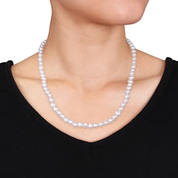 6 - 7 MM Cultured Freshwater Pearl 20" Strand with Sterling Silver
Ball Clasp
