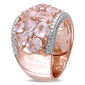 6 CT TGW Rose Quartz and Diamond Accent Ring in 18K Rose Gold Over
Sterling Silver