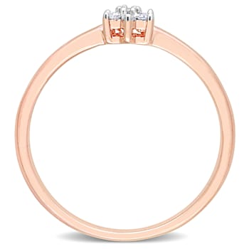 Diamond Accent Floral Promise Ring in 18K Rose Gold Over Sterling Silver