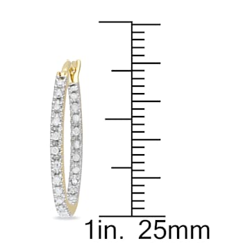 1/4 CT TW Diamond Inside Outside Hoop Earrings in Yellow Gold Over
Sterling Silver