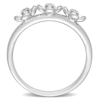 0.06 CT TW Diamond Floral Band in Sterling Silver