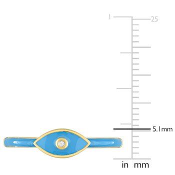 0.01 CT TGW Created White Sapphire Evil Eye Blue Enamel Ring in Yellow
Plated Sterling Silver