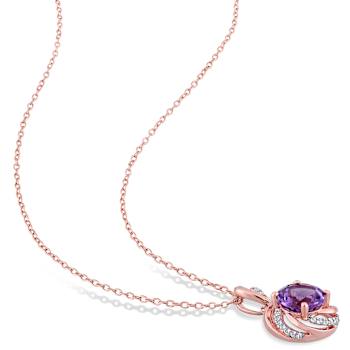 1 5/8 CT TGW Multi-Gemstones and Diamond Accent Pendant with Chain in
Rose Plated Sterling Silver