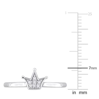 Created White Sapphire Accent Cluster Crown Ring in Sterling Silver