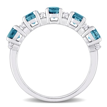 1 5/8 CTW London Blue Topaz and White Topaz Anniversary Style Band Ring
in Sterling Silver