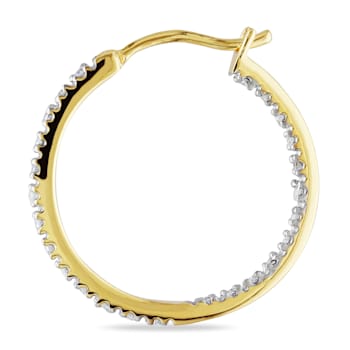 1/4 CT TW Diamond Inside Outside Hoop Earrings in Yellow Gold Over
Sterling Silver