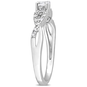 1/4 CT TGW Created White Sapphire and 1/10 CT TW Diamond Infinity
Engagement Ring in Sterling Silver
