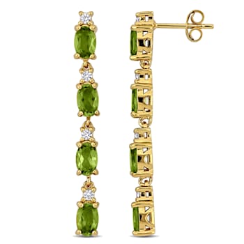 4 1/3 CT TGW Peridot and White Topaz Drop Earrings in Rose Plated
Sterling Silver