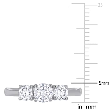 1 CT TGW Lab Grown Diamond 3-Stone Engagement Ring in 14K White Gold