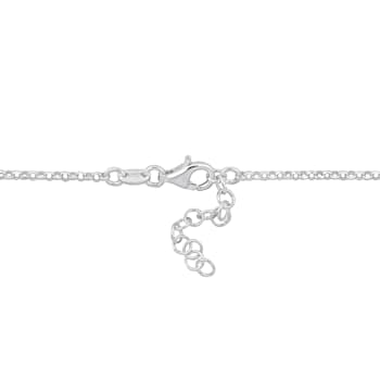 Heart Charm Station Bracelet in 2-Tone White and Yellow Plated Sterling Silver